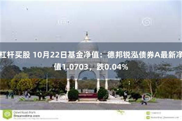 杠杆买股 10月22日基金净值：德邦锐泓债券A最新净值1.0703，跌0.04%