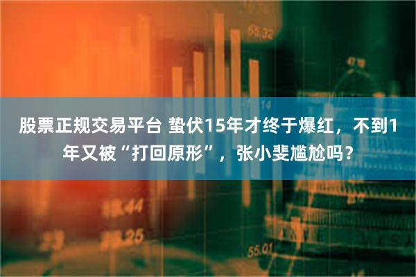 股票正规交易平台 蛰伏15年才终于爆红，不到1年又被“打回原形”，张小斐尴尬吗？