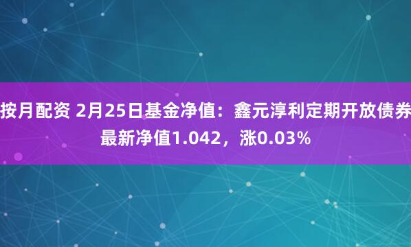 按月配资 2月25日基金净值：鑫元淳利定期开放债券最新净值1.042，涨0.03%