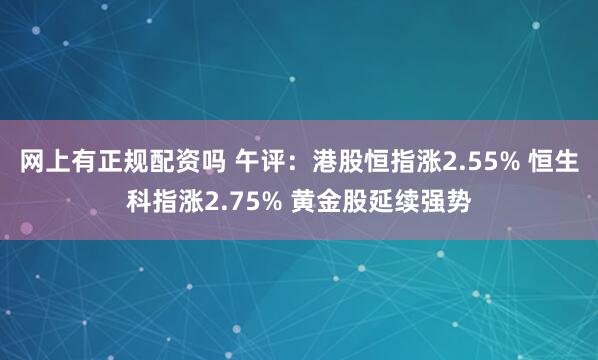 网上有正规配资吗 午评：港股恒指涨2.55% 恒生科指涨2.75% 黄金股延续强势